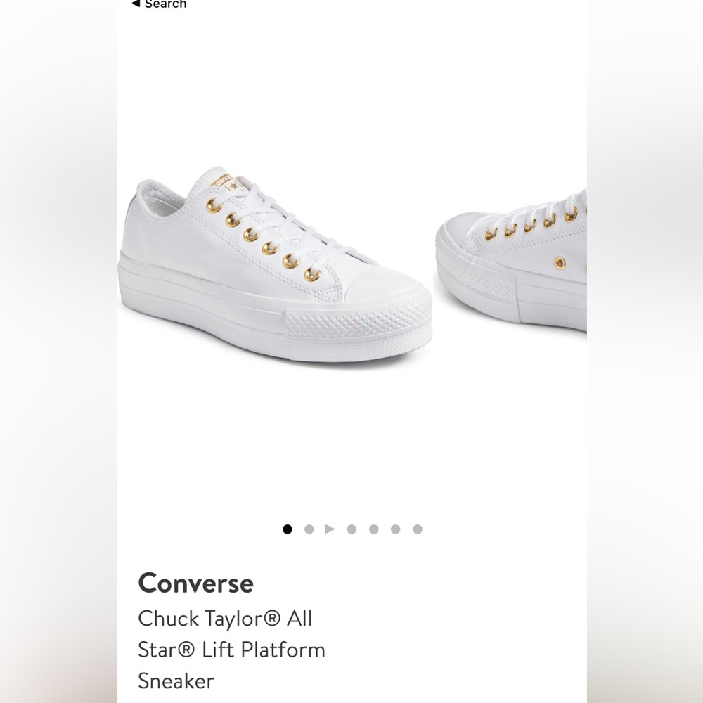 Worn once converse leather platform sneakers white/gold